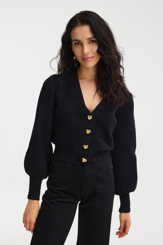 Allison Solid Piper Cardigan