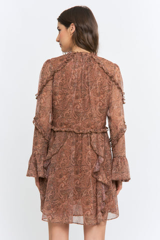 American Poet Paisley Ruffle Dress