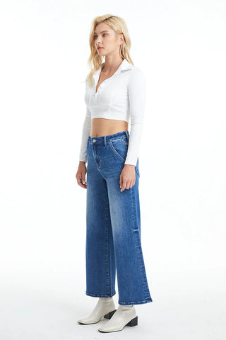 Bayeas Carpenter Wide Leg Flare Jeans - Premium clothing at Lonnys NY - Just $88! Shop Womens clothing now 