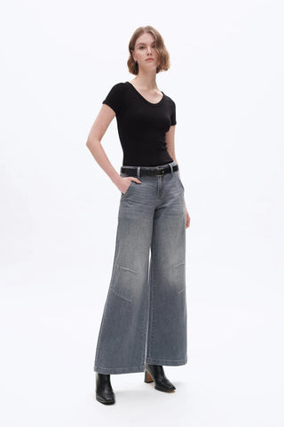 Bayeas Mid Rise Wide Leg Jeans - Premium clothing at Lonnys NY - Just $130! Shop Womens clothing now 