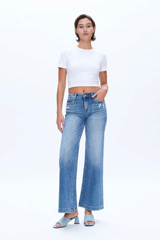 Bayeas Mid Rise Wide Leg Jeans - Premium clothing at Lonnys NY - Just $89! Shop Womens clothing now 