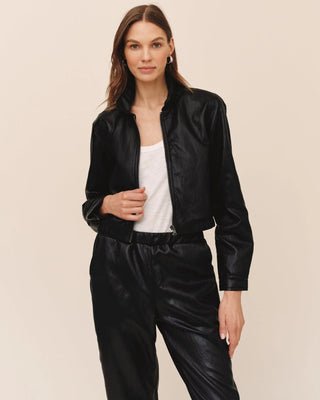 Bella Dahl Faux Leather Cropped Bomber Jacket