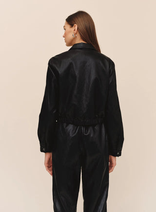 Bella Dahl Faux Leather Cropped Bomber Jacket
