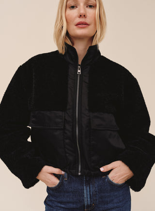 Bella Dahl Funnel Neck Utility Sherpa Jacket