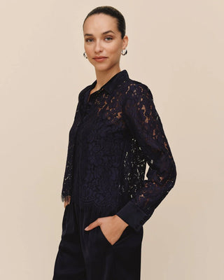 Bella Dahl Lace Contrast Button Down Shirt