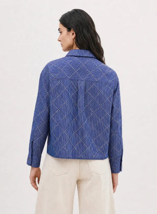 Berenice Charm Cropped Diamond Pattern Shirt