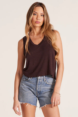 Bobi Banded V-Neck Cropped Tank Top - Premium clothing at Lonnys NY - Just $65! Shop Womens clothing now 