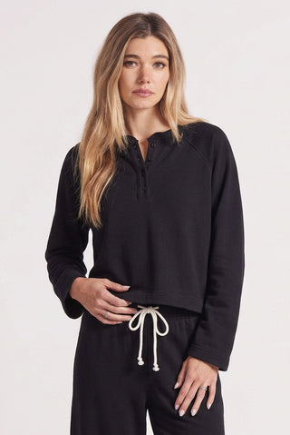 Bobi Boxy Cropped Henley Shirt