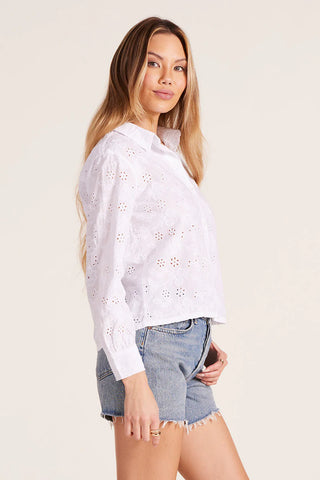 Bobi Cropped Button Up Eyelet Top - Premium clothing at Lonnys NY - Just $110! Shop Womens clothing now 