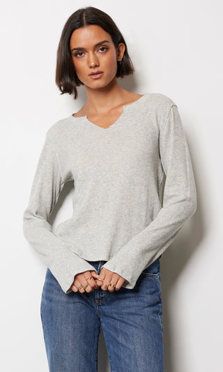 Split Neck Long Sleeve Shirt