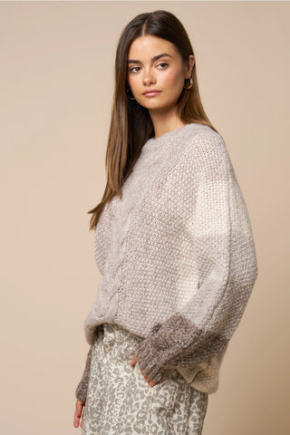 Born in March Colorblock Cable Knit Sweater