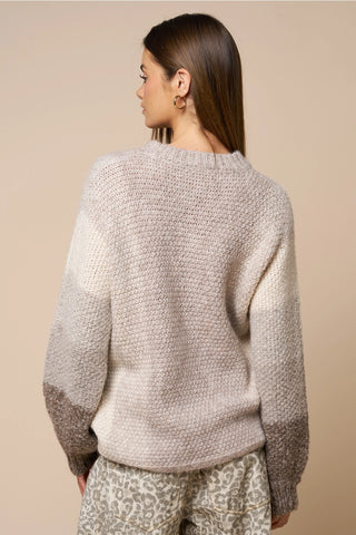 Born in March Colorblock Cable Knit Sweater