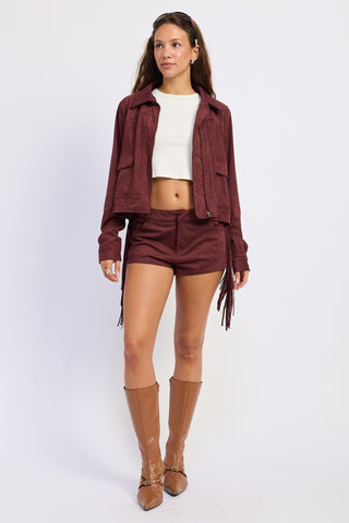 Born in March Faux Suede Fringe Jacket
