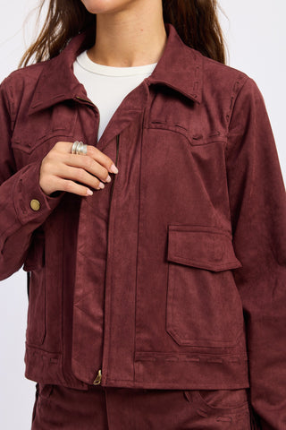 Born in March Faux Suede Fringe Jacket