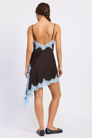 Born in March Asymmetrical Lace Contrast Dress