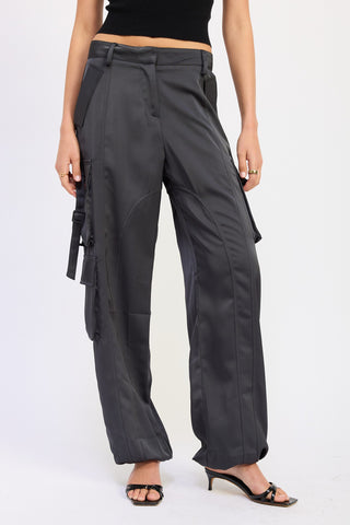 Born in March Satin Cargo Jogger Pants