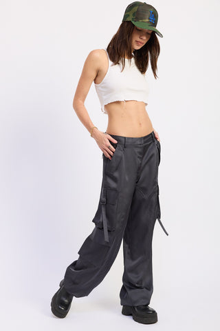 Born in March Satin Cargo Jogger Pants
