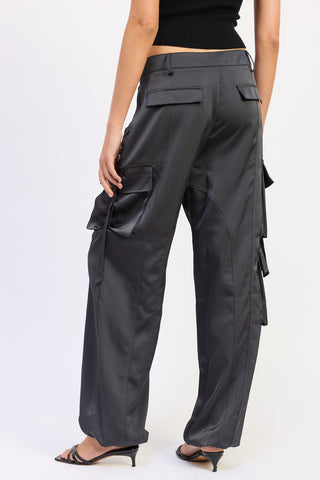 Born in March Satin Cargo Jogger Pants