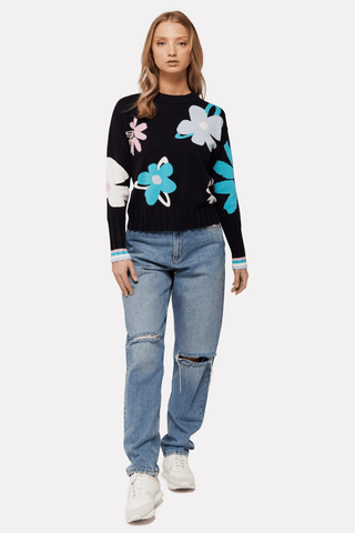 Brodie ABSTRACT FLORAL CREW - Premium sweaters from Brodie Cashmere - Just $228! Shop now 