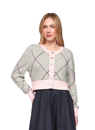 Brodie Contrast Diamond Stitch Cardigan