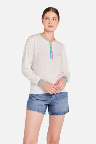 Brodie Wispr Rainbow Button Crew Sweater - Premium clothing at Lonnys NY - Just $141! Shop Womens clothing now 