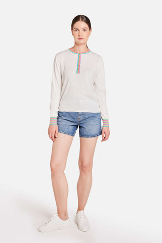 Brodie Wispr Rainbow Button Crew Sweater - Premium clothing at Lonnys NY - Just $141! Shop Womens clothing now 