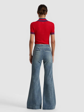 Alice + Olivia Dylan Wide Leg Racing Stripe Jeans