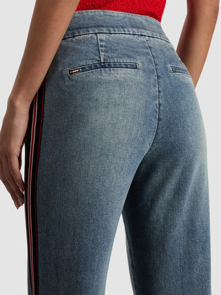 Alice + Olivia Dylan Wide Leg Racing Stripe Jeans