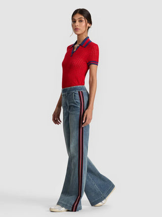 Alice + Olivia Dylan Wide Leg Racing Stripe Jeans