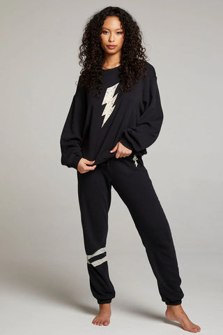 Chaser Distressed Bolt Sweatshirt - Premium clothing at Lonnys NY - Just $79! Shop Womens clothing now 