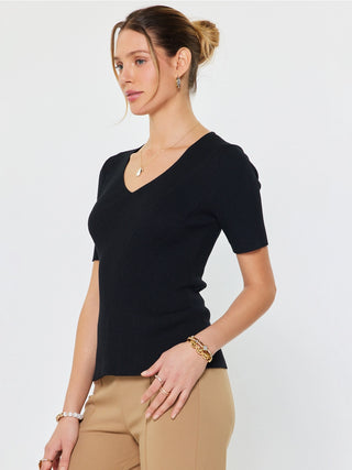 Current Air Fitted Ribbed Sweater Top