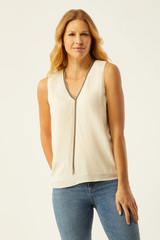Ecru RYDER BABYCHAIN DETAIL SHELL IN SILK