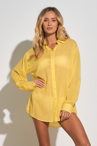 Elan Button Down Paradise Graphic Beach Cover Up - Premium Shirts & Tops at Lonnys NY - Just $73! Shop Womens clothing now 