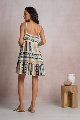 Elan Tiered Aztec Print Dress