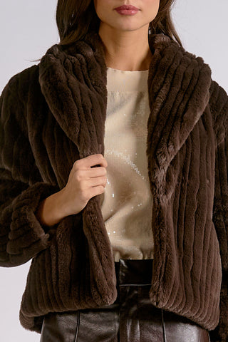 Elan Big Collar Faux Fur Jacket