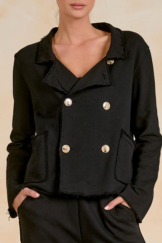 Elan Raw Hem Blazer Jacket