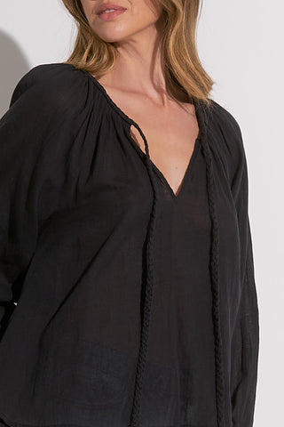 Elan Braided Tie V-Neck Shirt - Premium clothing at Lonnys NY - Just $70! Shop Womens clothing now 