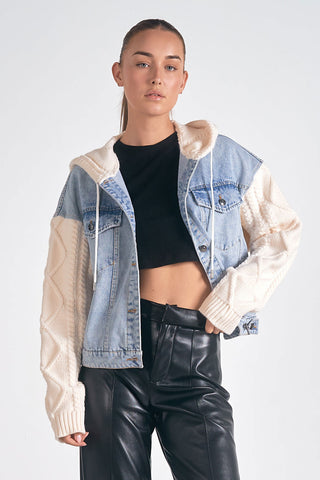 Elan Denim Jacket Hoodie - Premium clothing at Lonnys NY - Just $108! Shop Womens clothing now 