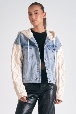 Elan Denim Jacket Hoodie - Premium clothing at Lonnys NY - Just $108! Shop Womens clothing now 