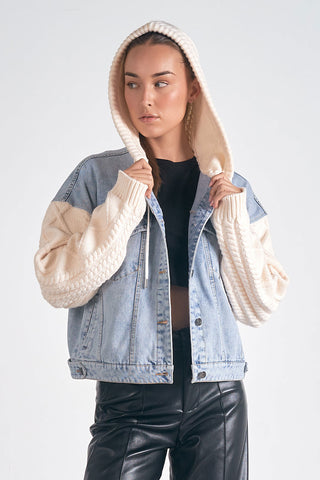 Elan Denim Jacket Hoodie - Premium clothing at Lonnys NY - Just $108! Shop Womens clothing now 