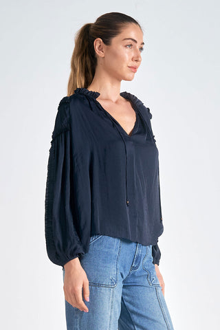 Elan Tie Neck Shirt - Premium clothing at Lonnys NY - Just $82! Shop Womens clothing now 