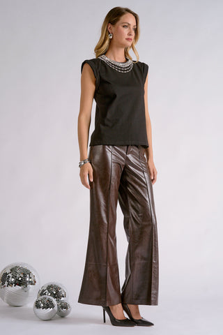 Elan Rhinestone Neck Sleeveless Top
