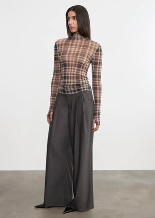 Enza Costa Plaid Mesh Turtleneck