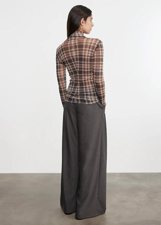 Enza Costa Plaid Mesh Turtleneck