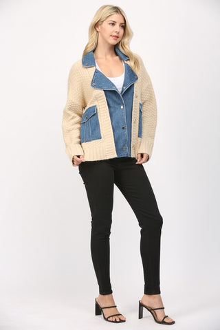 Fate Denim & Knit Cardigan - Premium clothing at Lonnys NY - Just $85! Shop Womens clothing now 