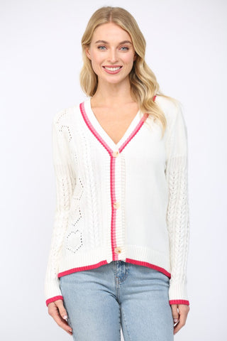 Fate Pink Stripe Placket Cardigan