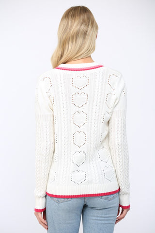 Fate Pink Stripe Placket Cardigan