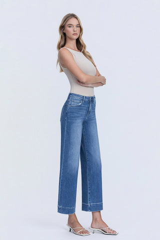Flying Monkey Let It Rain High Rise Crop Trouser Wide Leg Jeans