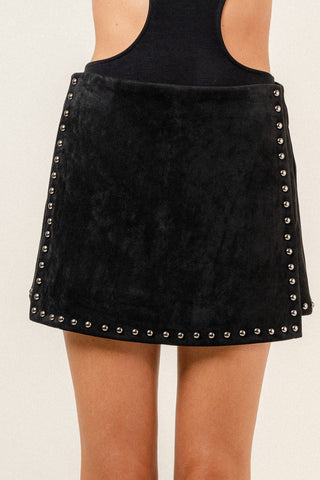 Fore Studded Suede Mini Skort - Premium clothing at Lonnys NY - Just $64! Shop Womens clothing now 