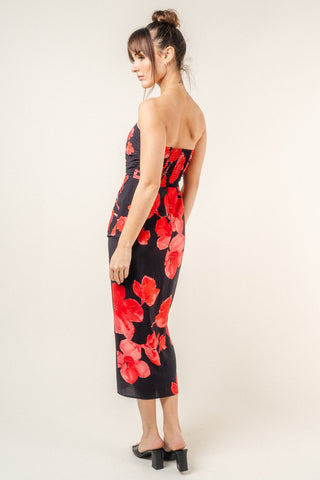 Fore Strapless Floral Midi Dress - Premium clothing at Lonnys NY - Just $83! Shop Womens clothing now 